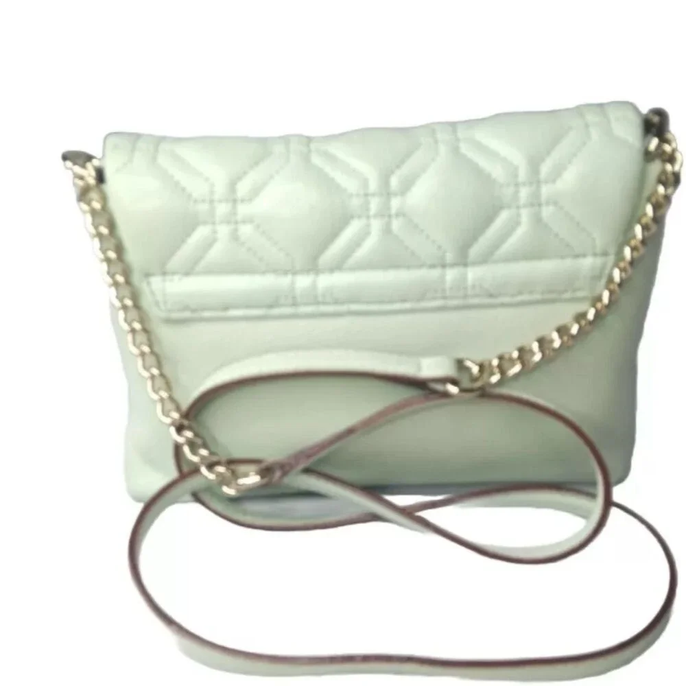 Kate Spade Astor Court Naomi Quilted  Leather Crossbody Bag Mint Green MSRP $228